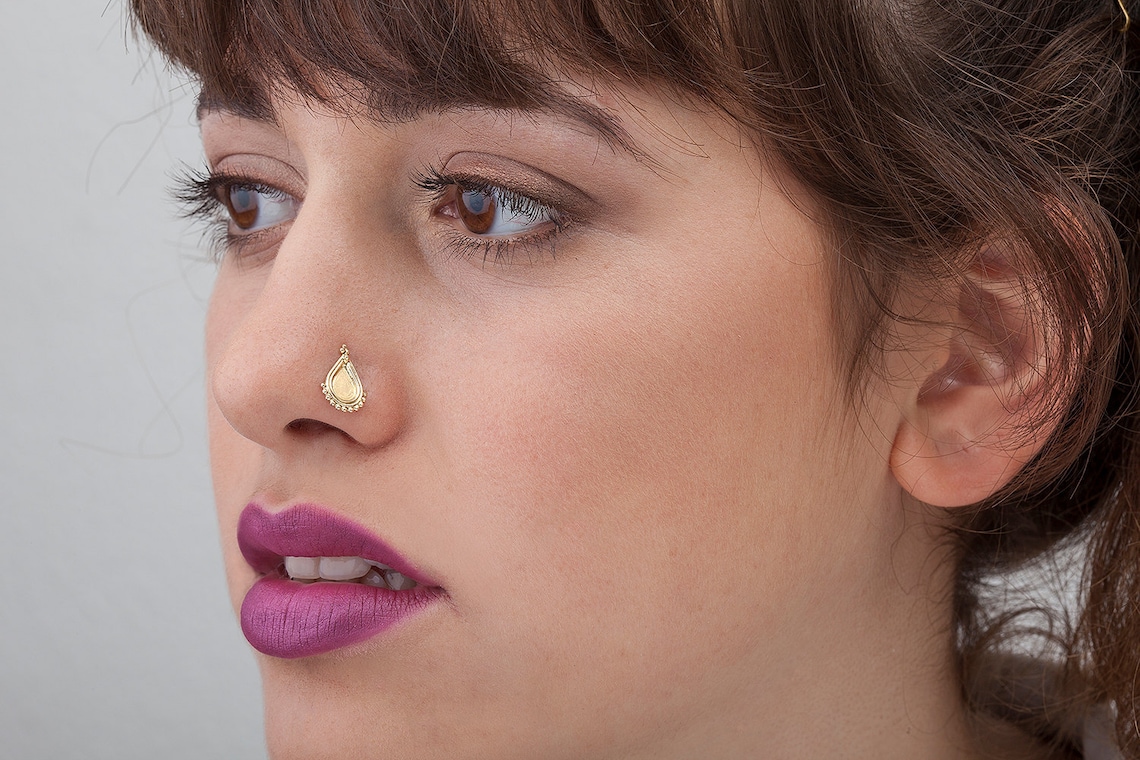 Extra Large Indian Nose Stud Big Nostril Screw Gold Indian | Etsy