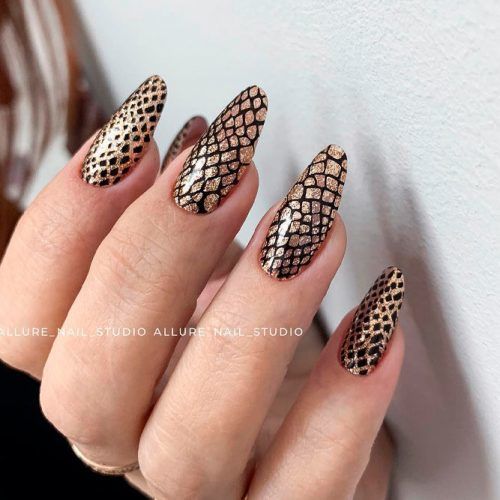 Snake Skin Nail Art #glitternails #snakeskinnails